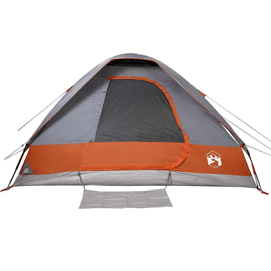 Tente dôme VidaXL 4 personnes, imperméable gris et orange 6/7