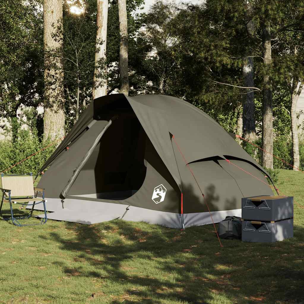Tenda a cupola impermeabile VidaXL 4 persone marrone 3/7