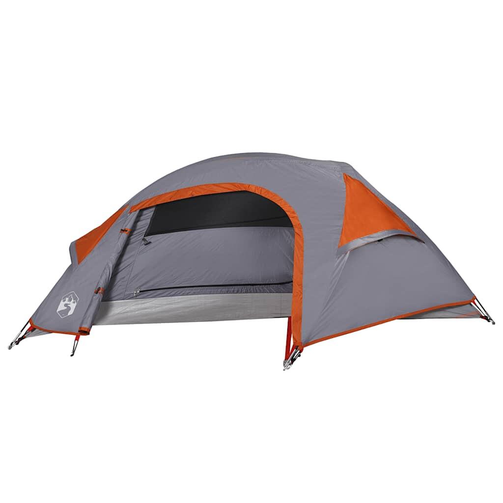 Vidaxl tienda de campaña impermeable para 1 persona en gris y naranja 6/7