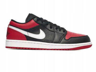 Schoenen - air jordan 1 low - lage leer - zwart/wit/gym red
