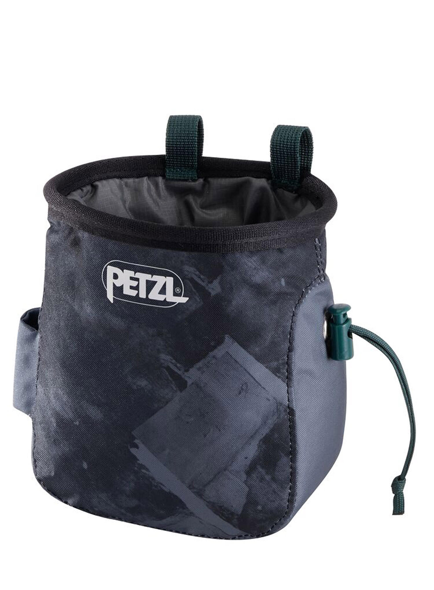 Sac à magnésium PETZL Saka gris compact léger, cordon intérieur renforcé 4/4