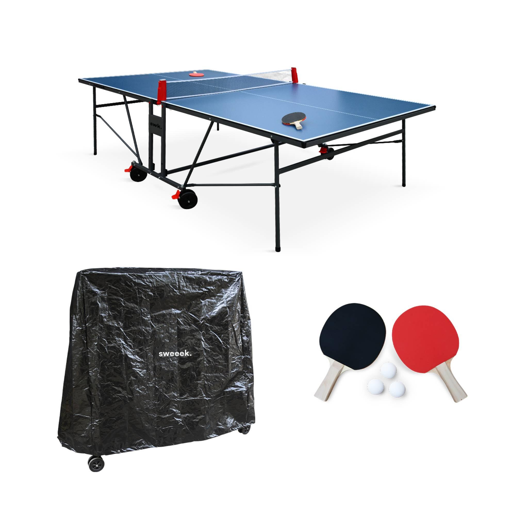 Sweeek - Table De Ping Pong Indoor Bleue + Housse En Pvc  | Sweeek - Table De Tennis De Table - Bleu - Taille Unique - Decathlon
