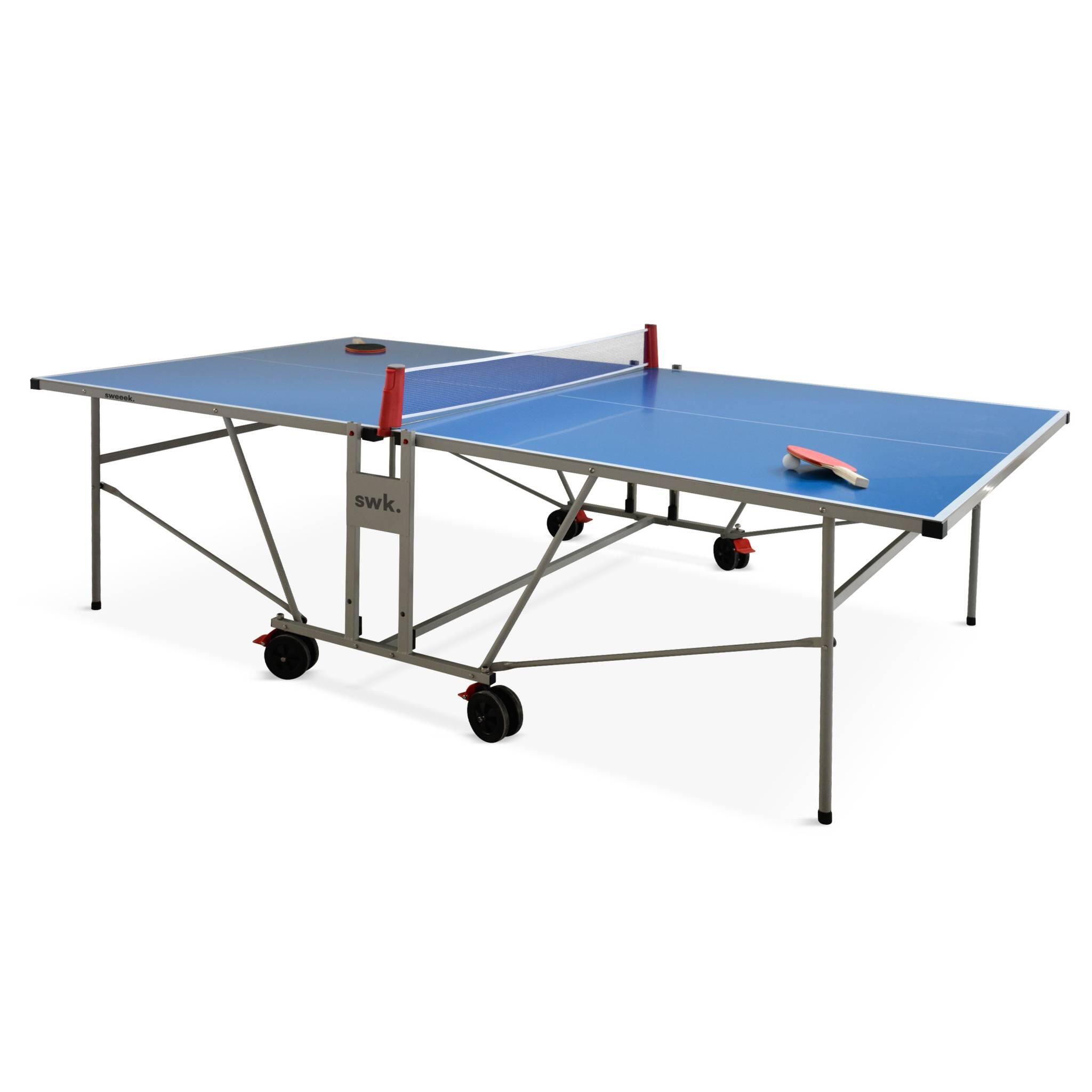 Table de ping pong outdoor bleue raquettes et balles | sweeek 5/5