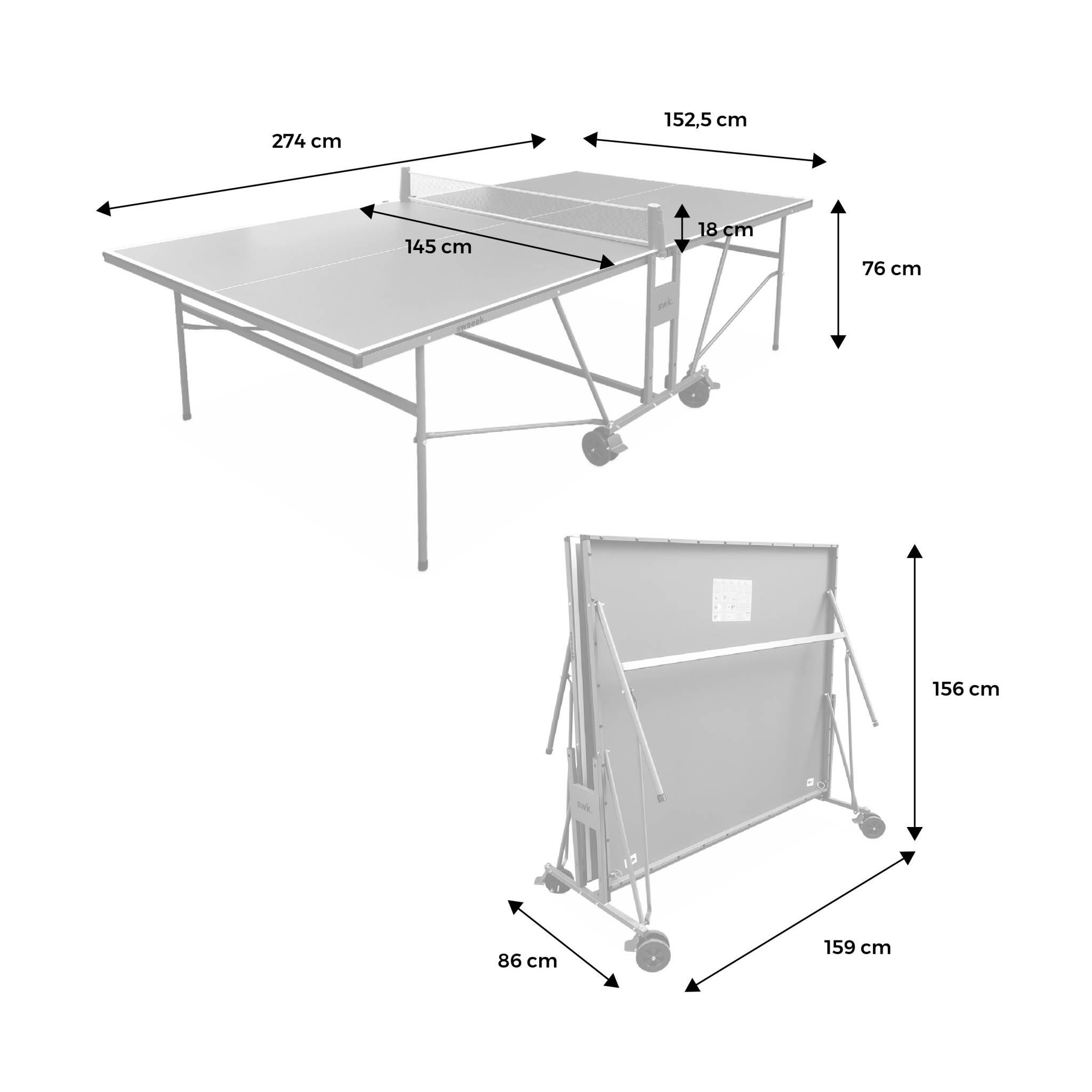 Mesa de ping pong interior com 2 raquetes e 3 bolas, 274 cm, Azul 2/5