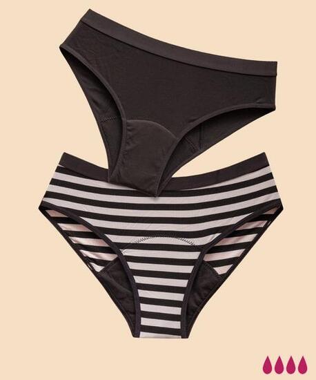 Pack 2 Culottes menstruelles, coton, Bianca