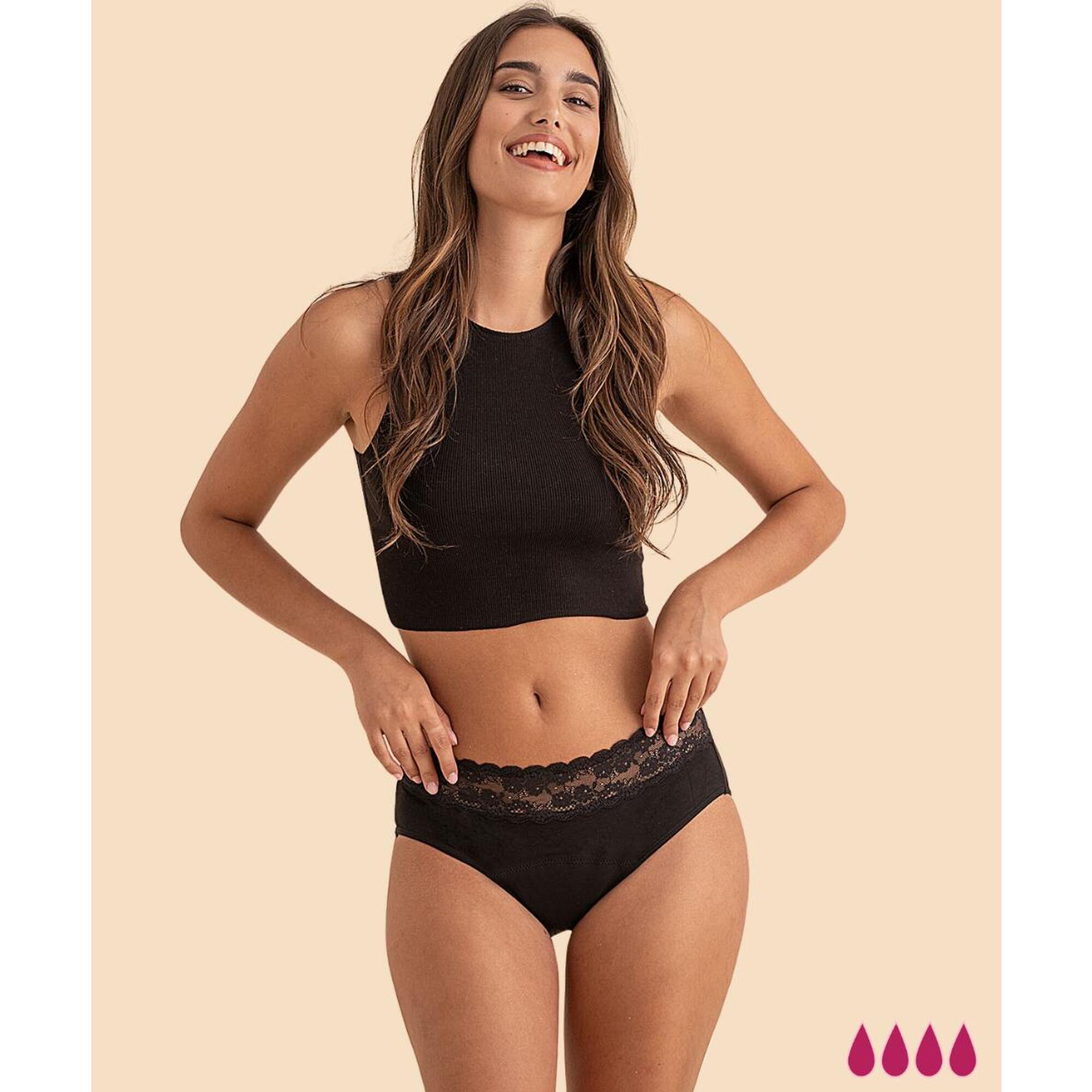 Anaissa - Culotte Menstruelle Flux Abondants En Coton Lola - Culotte - Noir - 40 M - Decathlon