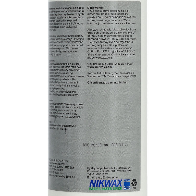 Imperméabilisant pour articles plein air TENT&GEAR SOLAR PROOF 500ml