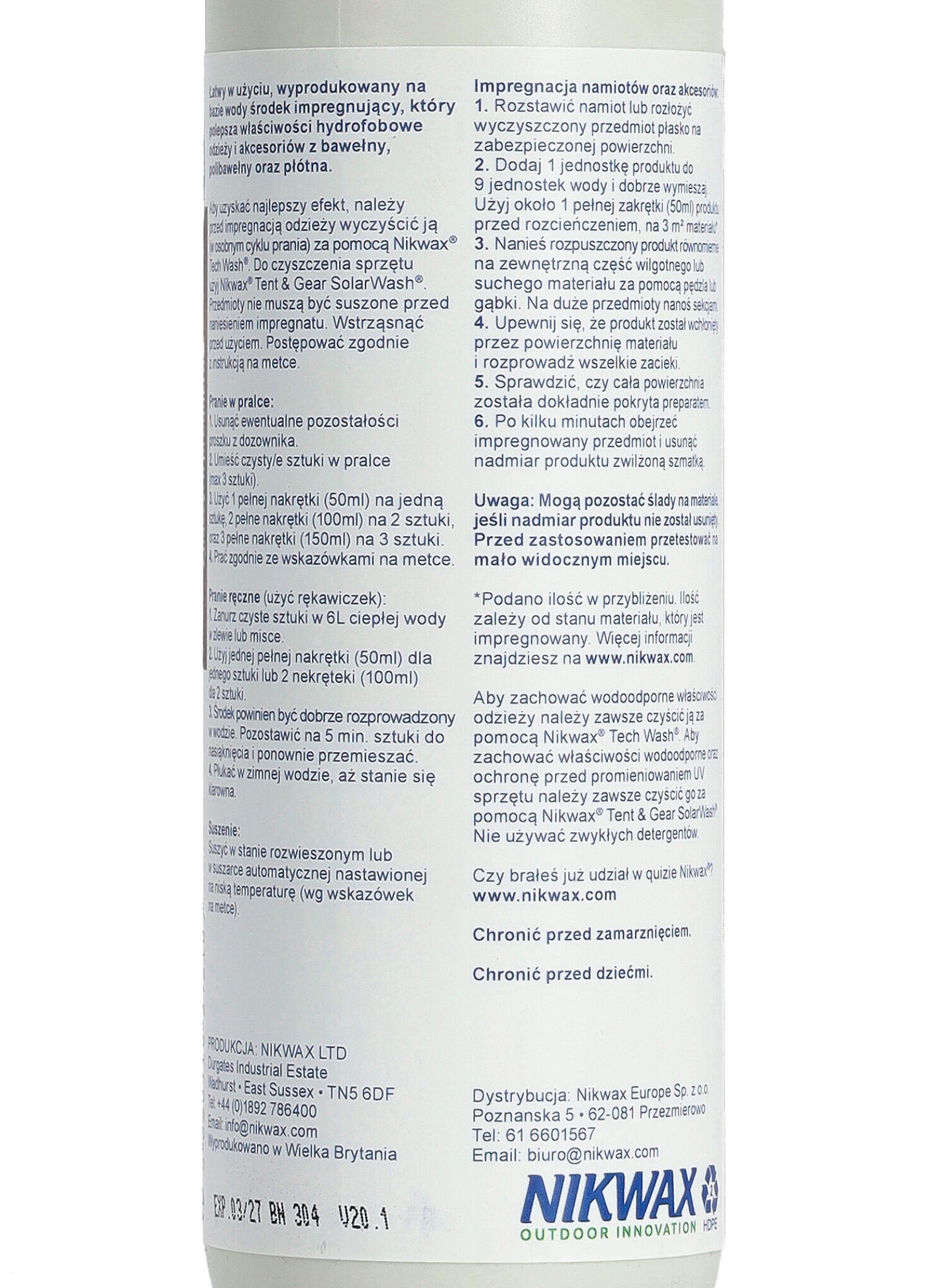Imperméabilisant pour coton épais COTTON PROOF CONCENTRE 300ml 5/5