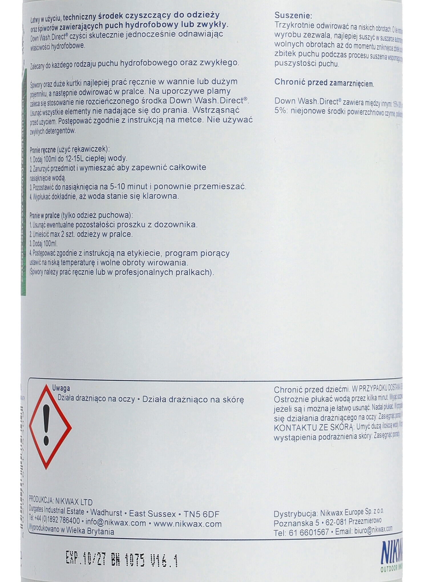 Lessive technique pour articles en duvets et/ ou plumes DOWN WASH DIRECT 1L 4/4