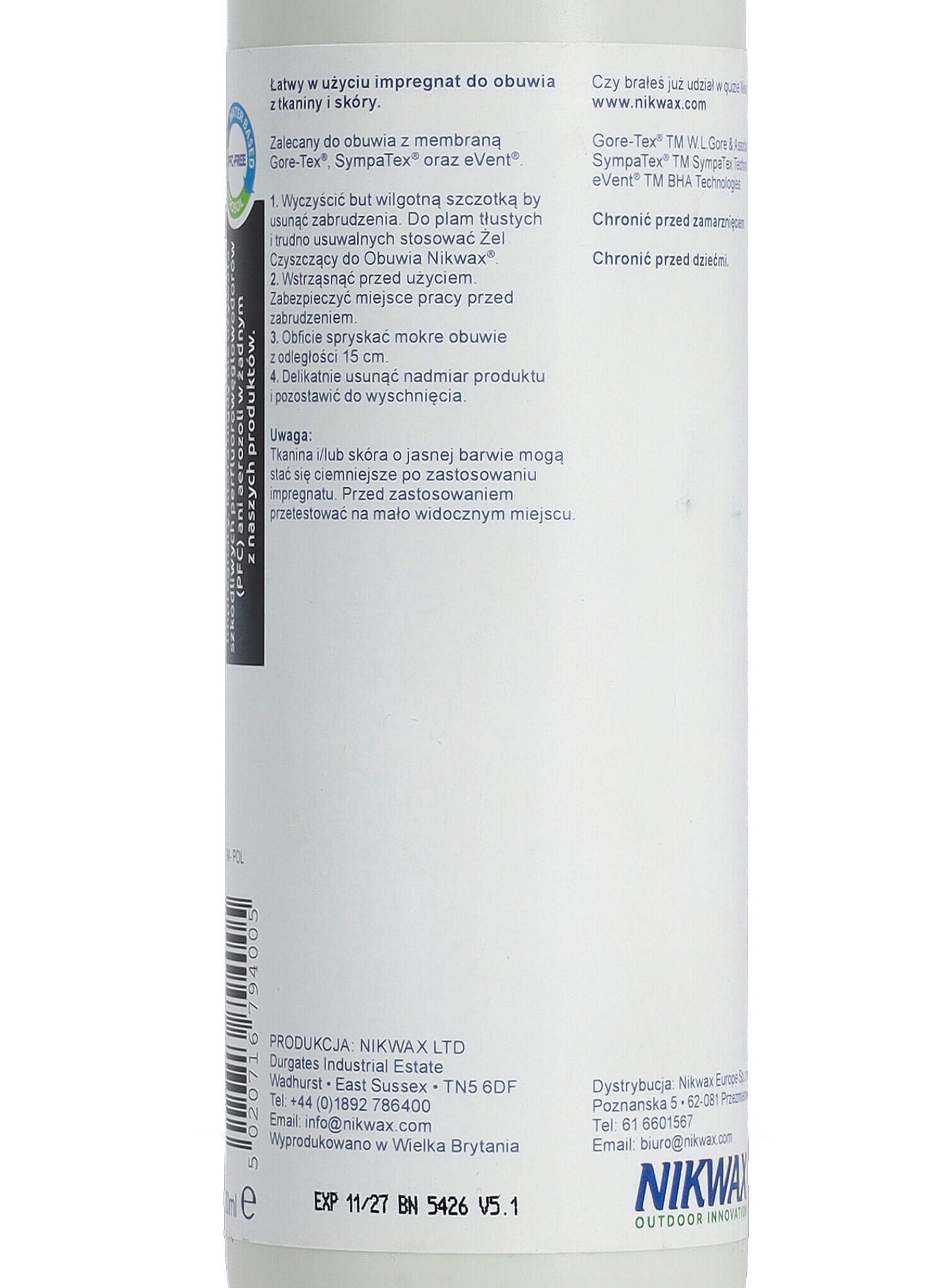Impregnat do butów z tkaniny i skóry Nikwax 300 ml atomizer 5/5
