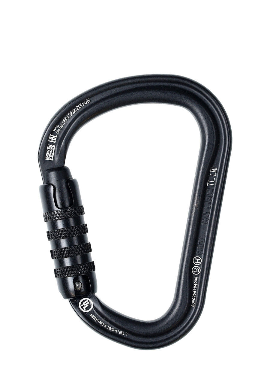 Mousqueton Petzl William Triact Lock - Noir Connecteur de Travail en Hauteur 3/4