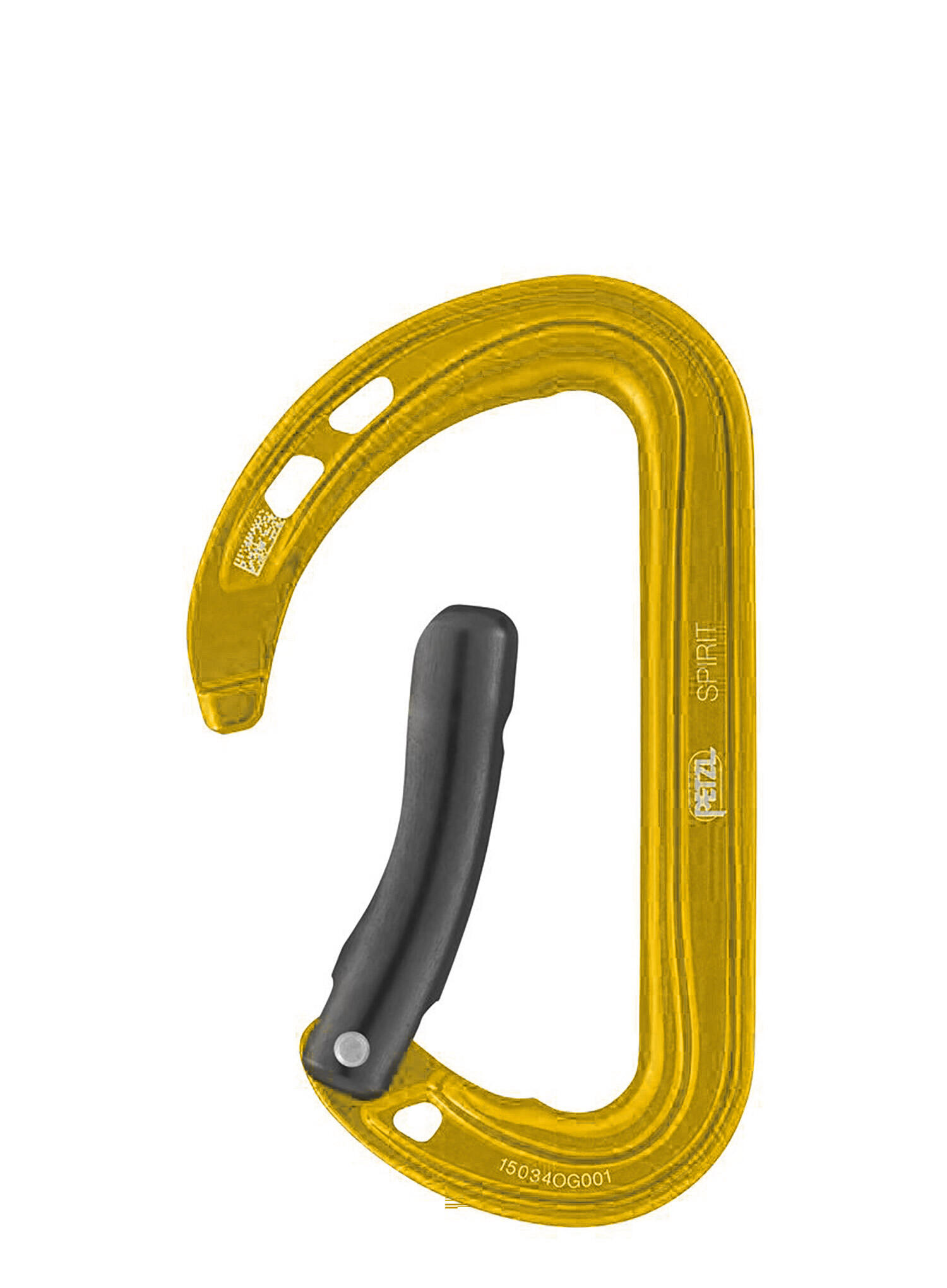Mousqueton Petzl Spirit jaune léger gate courbé Keylock anti-accrochage 2/2