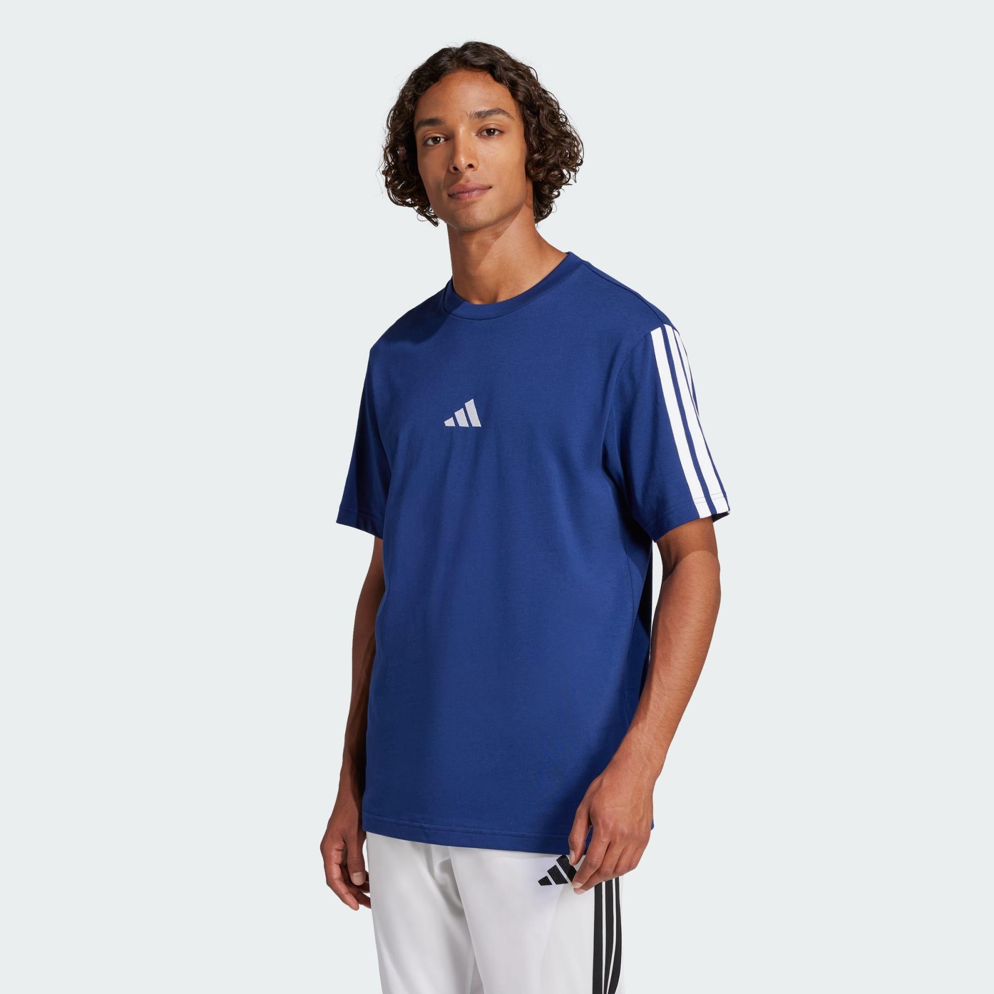 Adidas - T-shirt Jersey 3 Bandes Essentials - T-shirt Manches Courtes - Blanc|bleu - 36 Xs - Decathlon