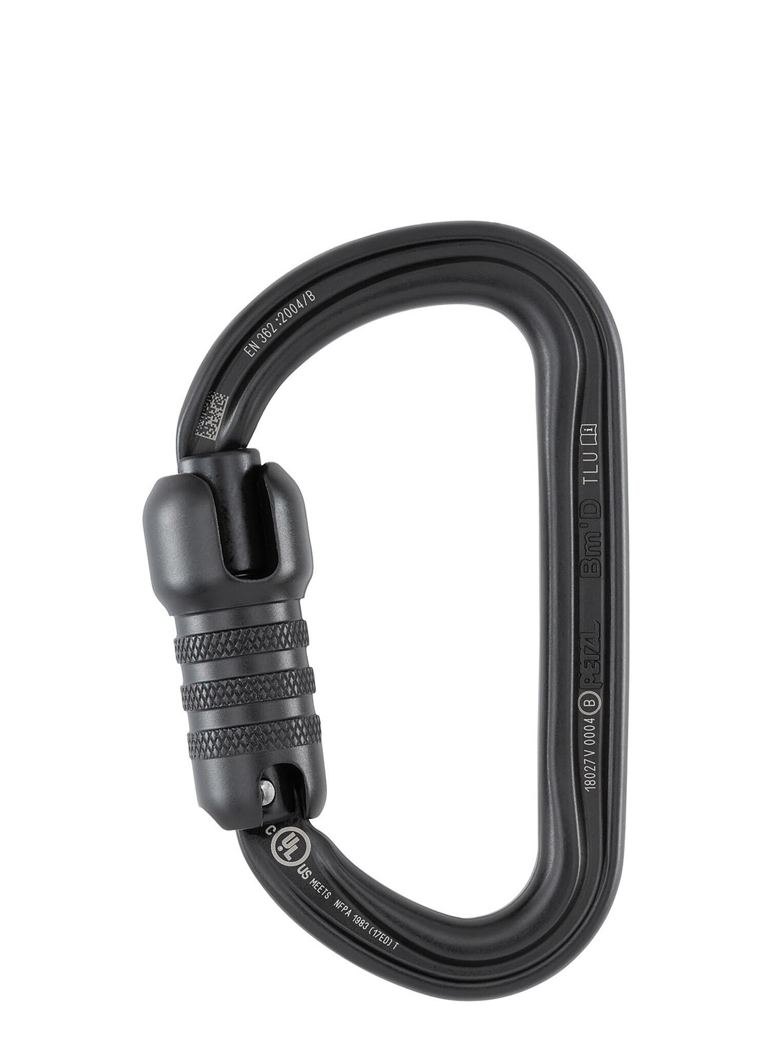 Mousqueton Petzl BM'D Triact-Lock aluminium noir asymétrique D 18 mm 32 kN 1/4