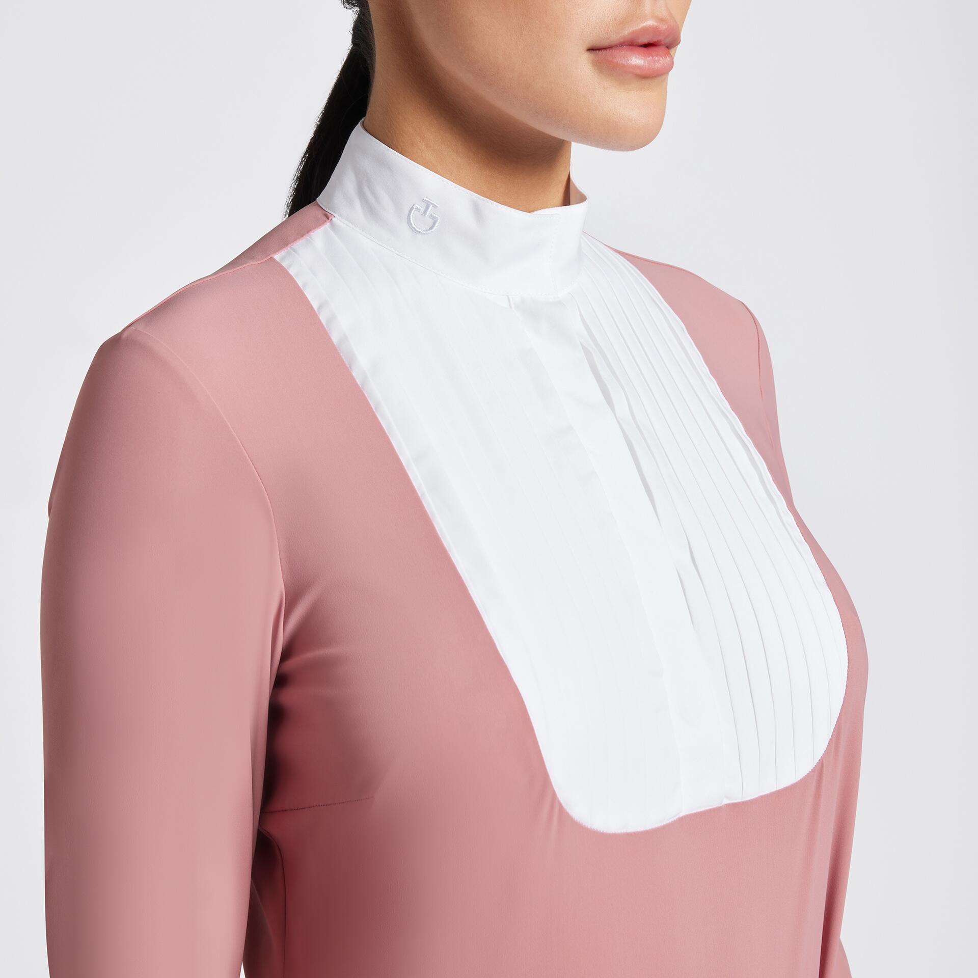 CAVALLERIA TOSCANA Cavalleria Toscana Dames Pleated Bibi Jersey L/s Wedstrijd Shirt Roze