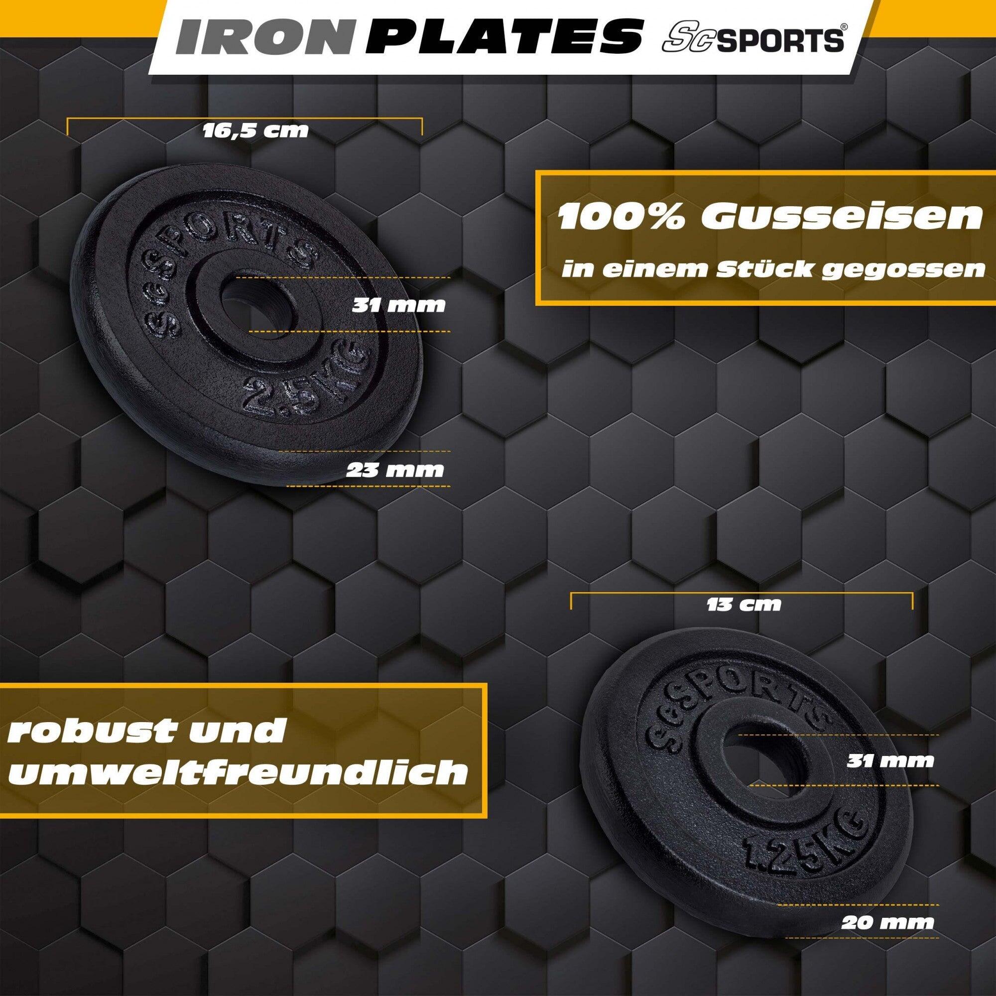Set de gantere din fonta 15 kg 4 x 25 kg si 4 x 125 kg negru 4/7