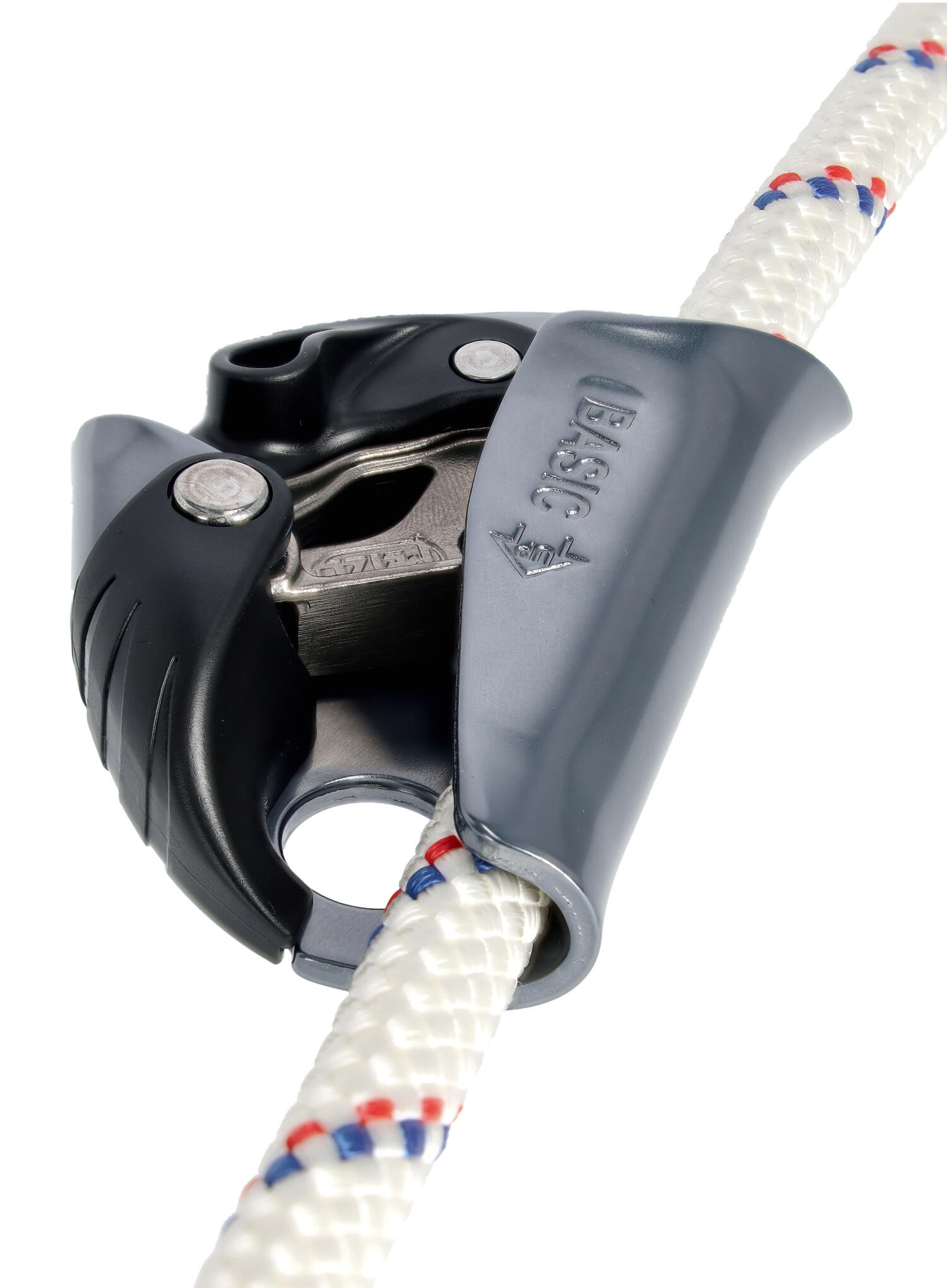 Bloqueur PETZL Basic compact 85 g acier pour cordes 8-11 mm et mouflage 5/7