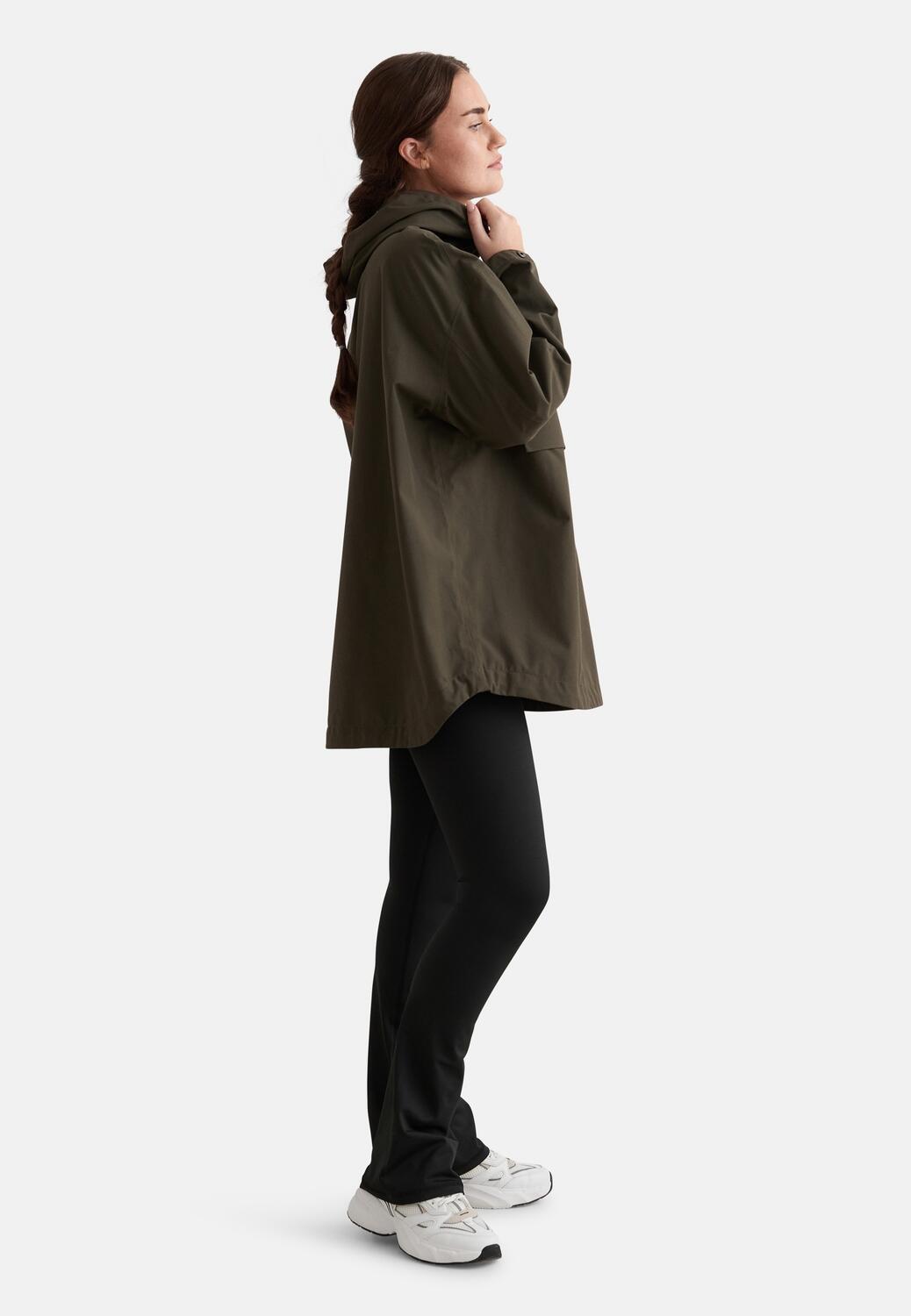 Dames Wandelen Jas Waterdicht Oversized Khaki 3/7