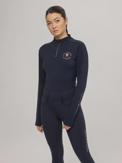 TOMMY HILFIGER EQUESTRIAN Tommy Hilfiger Equestrian Arizona 1/4 Rits Training Shirt Dames Blauw -