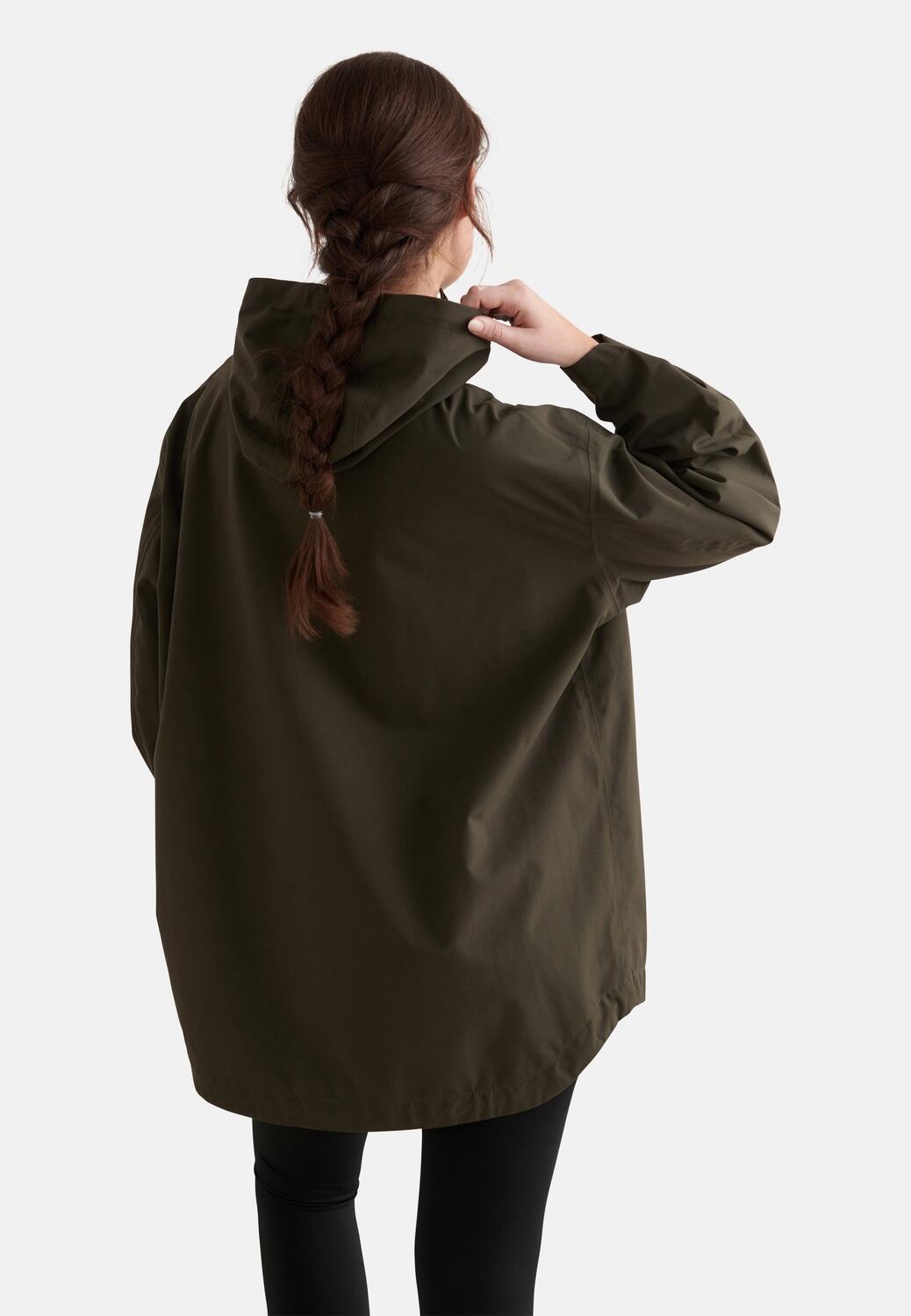 Dames Wandelen Jas Waterdicht Oversized Khaki 5/7