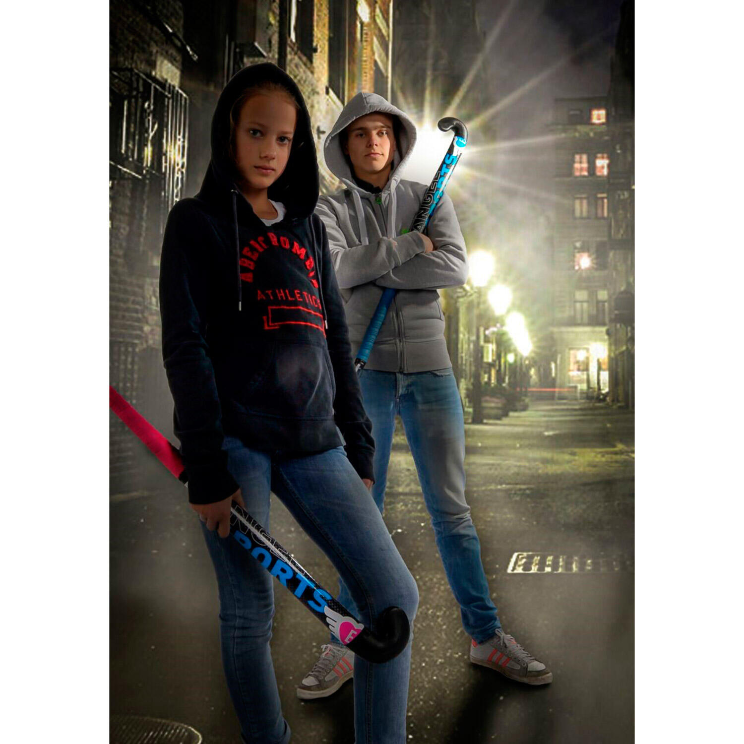 Angel Sports Ensemble de hockey : deux bâtons de 28 pouces et une balle 4/4