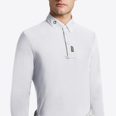 Cavalleria toscana heren jersey button l/s wedstrijd shirt wit -