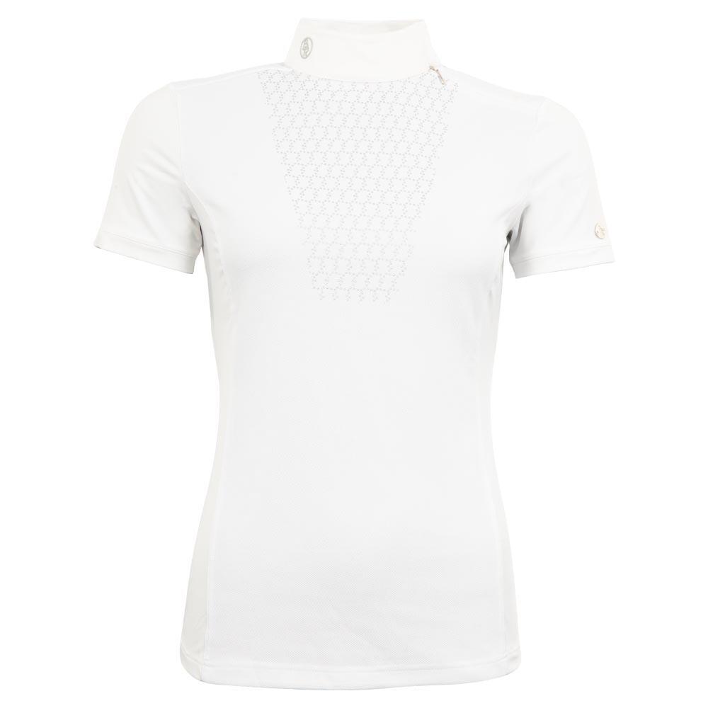 Br - Polo D'Équitation De Concours Femme Br Equitation Calgary - Polo Manches Courtes - Blanc|bleu - 52 2xl - Decathlon