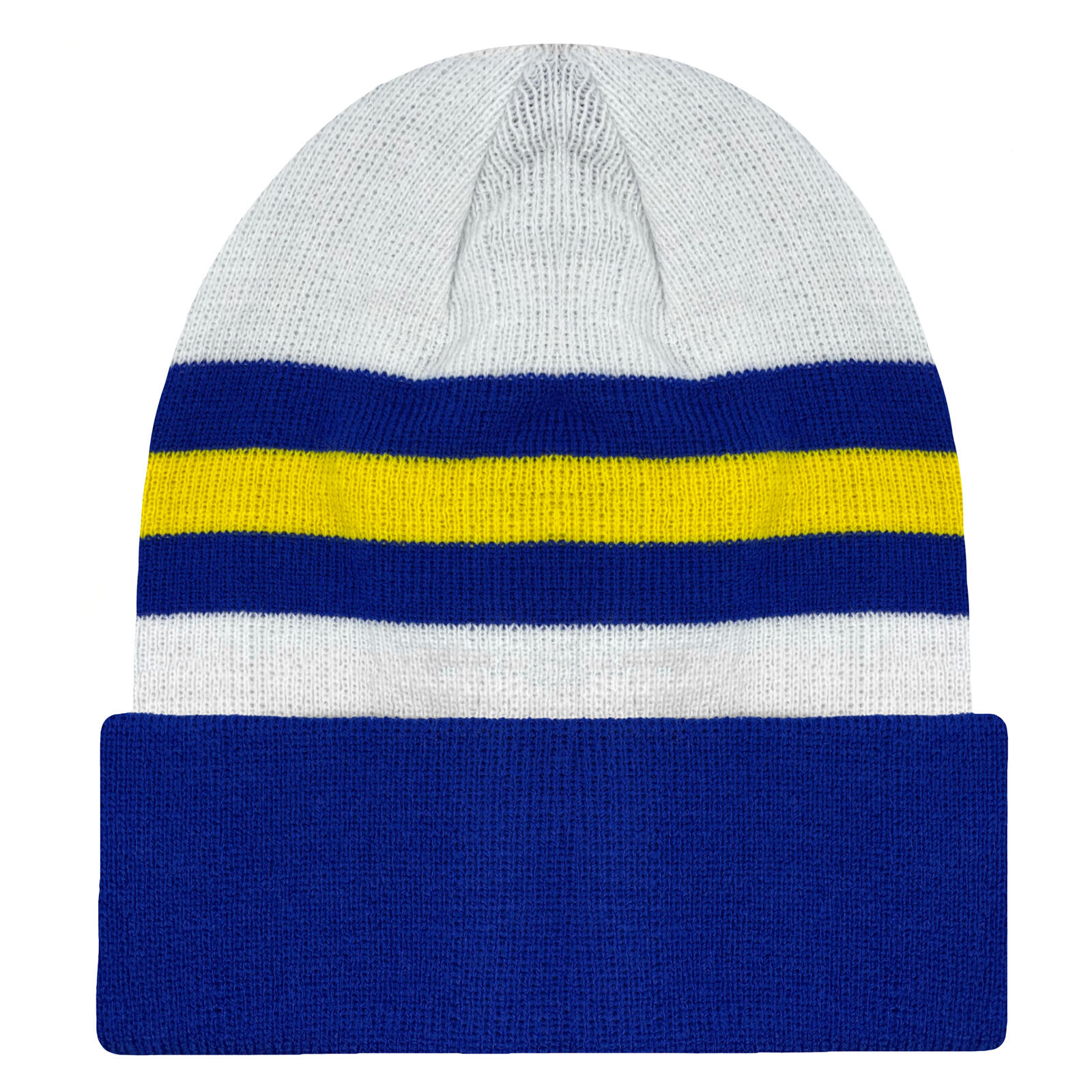 FAN ORIGINALS Fan Originals Retro Football Bobble Hat Leeds United Colours White Blue Yellow