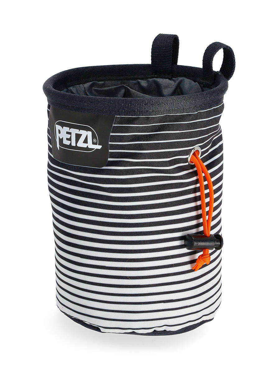 Sac magnésie Petzl Bandi noir/blanc léger, robuste, cordon et boucle 5/7