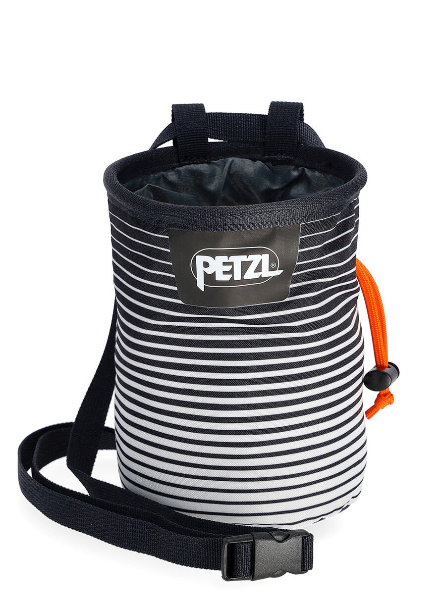 Sac magnésie Petzl Bandi noir/blanc léger, robuste, cordon et boucle 2/7