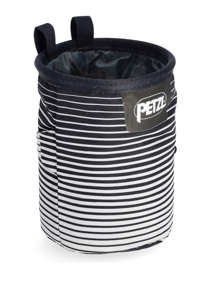 Sac magnésie Petzl Bandi noir/blanc léger, robuste, cordon et boucle 4/7