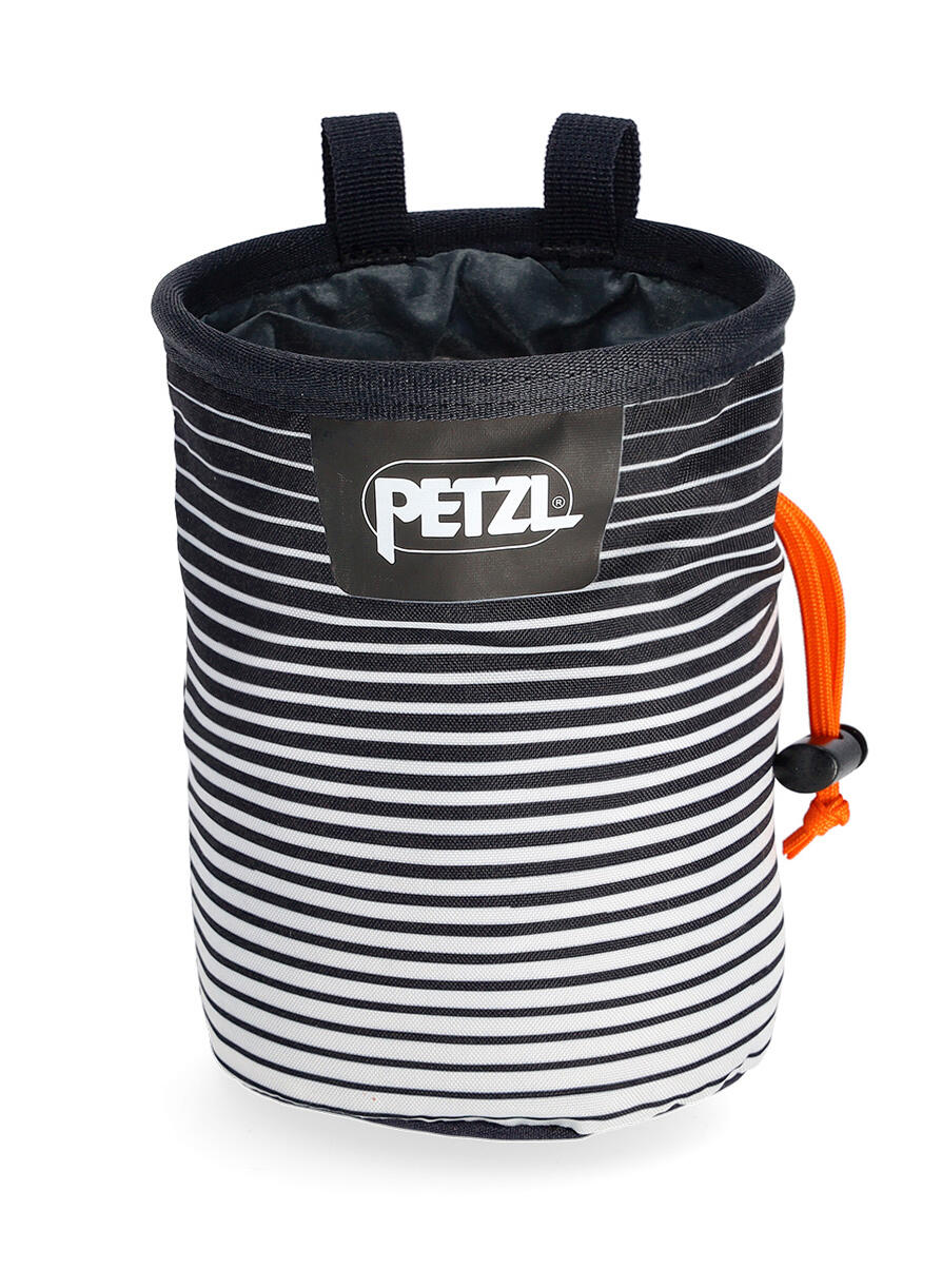 Sac magnésie Petzl Bandi noir/blanc léger, robuste, cordon et boucle 3/7