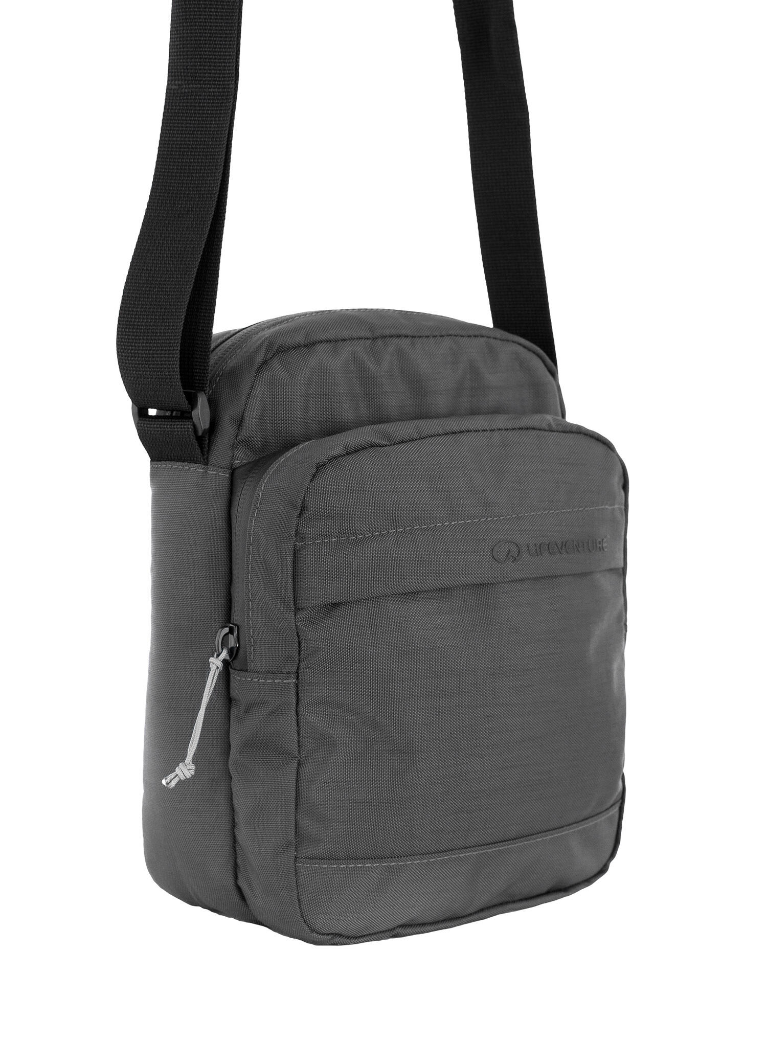 Lifeventure RFID Umhängetasche Grau – ultraleicht 160 g, Reisepassfach, recycelt 4/5