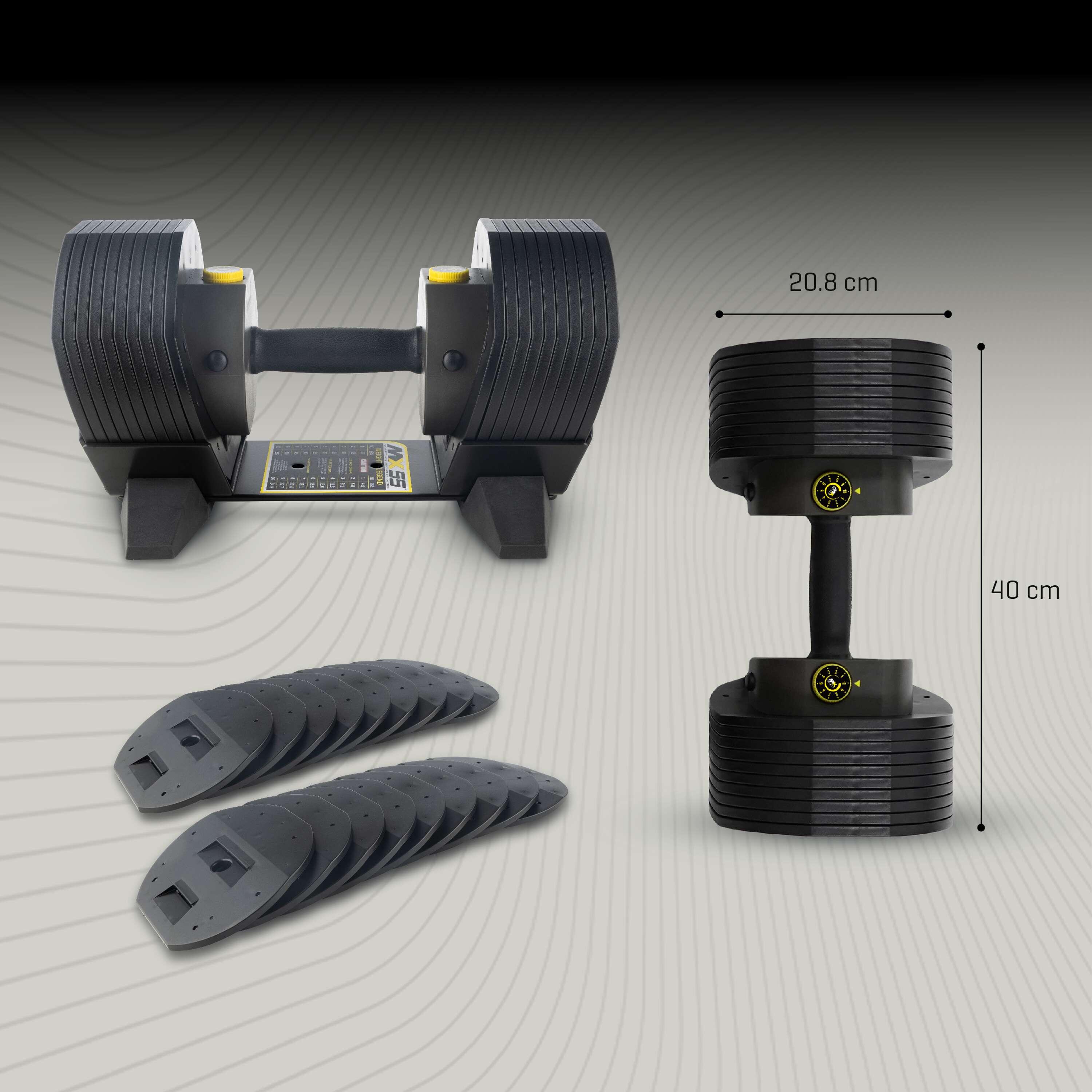 Manubri -  4,5 - 24,9 KG - Set di manubri con presa ruvida - MX55 4/7