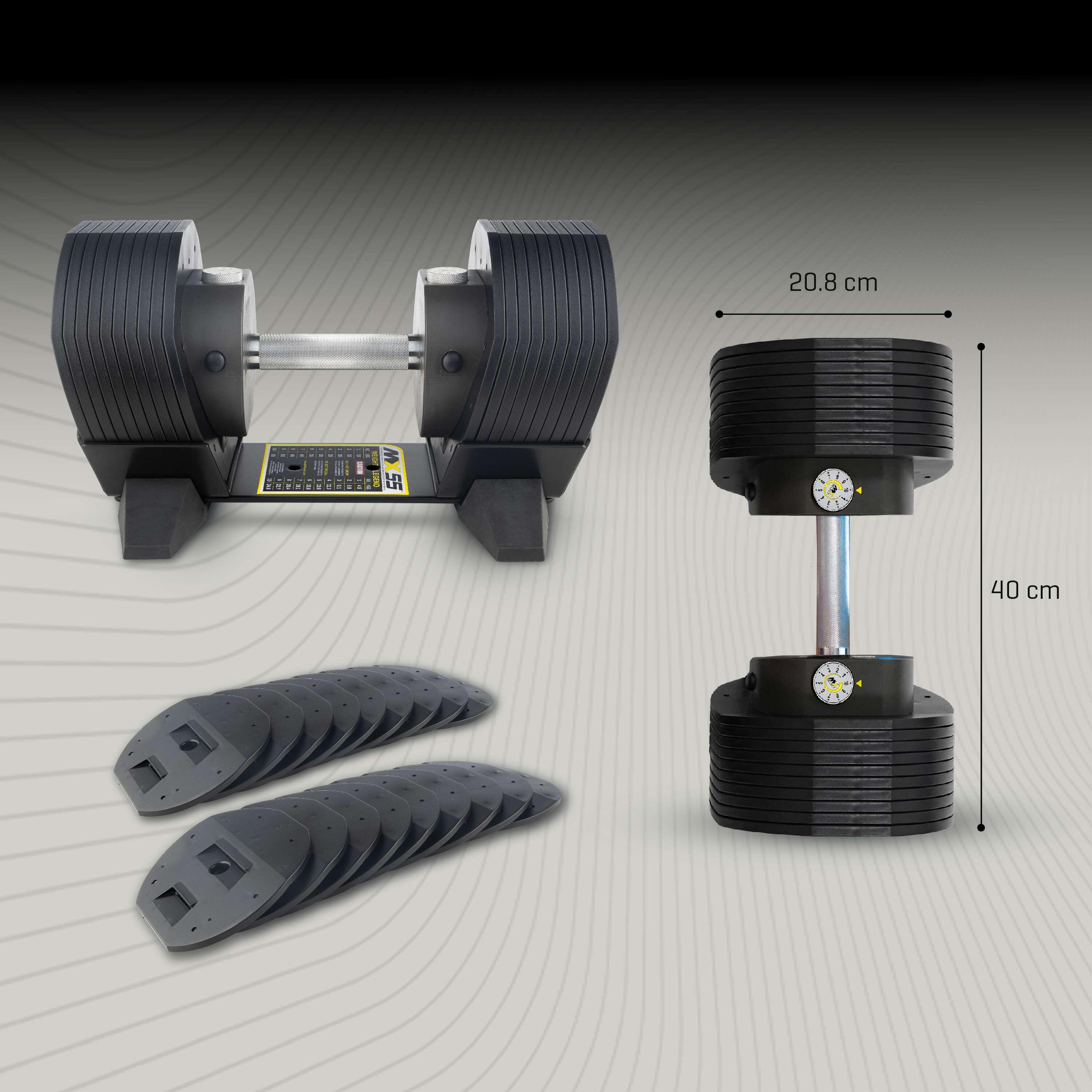 Dumbells - 4,5 - 24,9 kg - Halterset met ruwe grip - Krachttraining - MX55 6/7