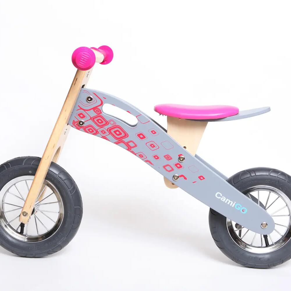 Wooden Balance Bike with Inflatable 10″ and 12″ Wheels – PINK