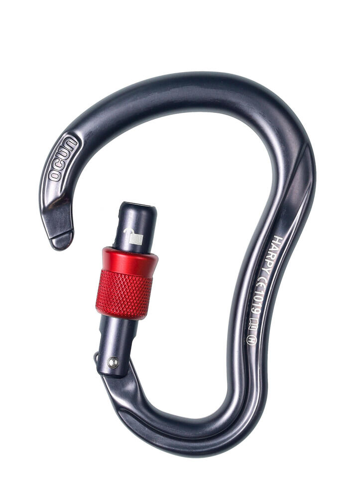 Karabinek wspinaczkowy Ocun Harpy HMS Screw anthracite/red