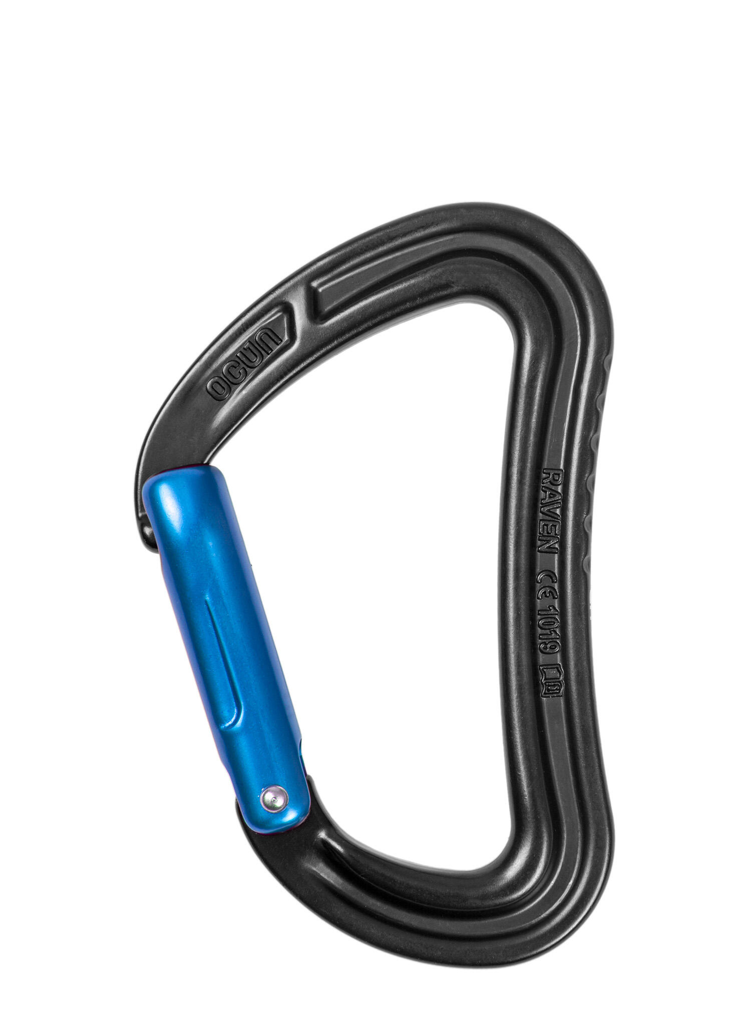 Mosquetón Ocun Raven Straight anthracite/blue droit 24 kN 23 mm 46 g 1/2