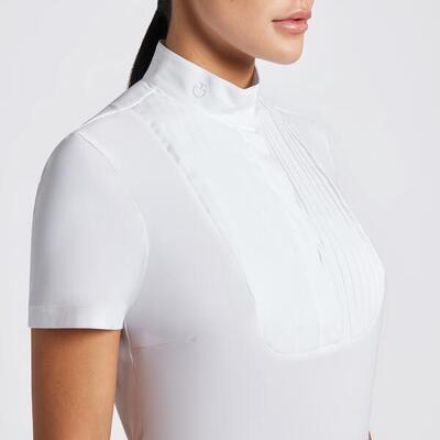 Cavalleria toscana dames pleated bib jersey s/s wedstrijd shirt wit