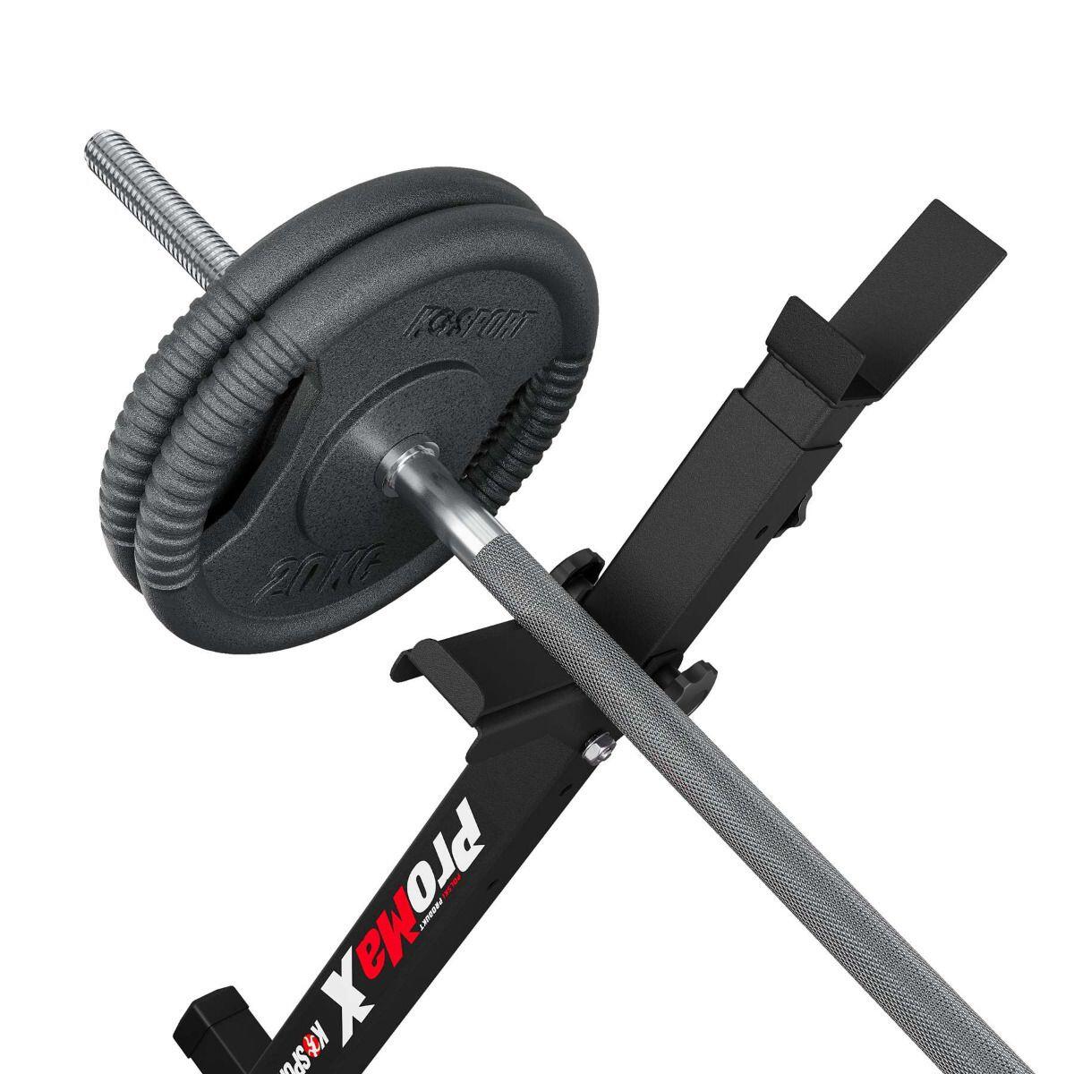 Support d'haltères renforcé avec porte-poids I Support pour barres / Squat Rack 5/7