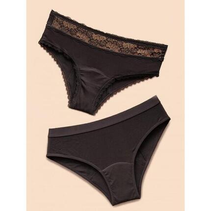 Lot de 2 culottes menstruelles en coton bambou pour flux abondant