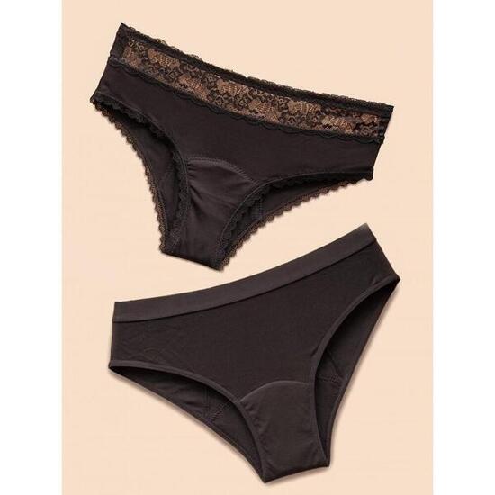 Lot de 2 culottes menstruelles en coton bambou pour flux abondant