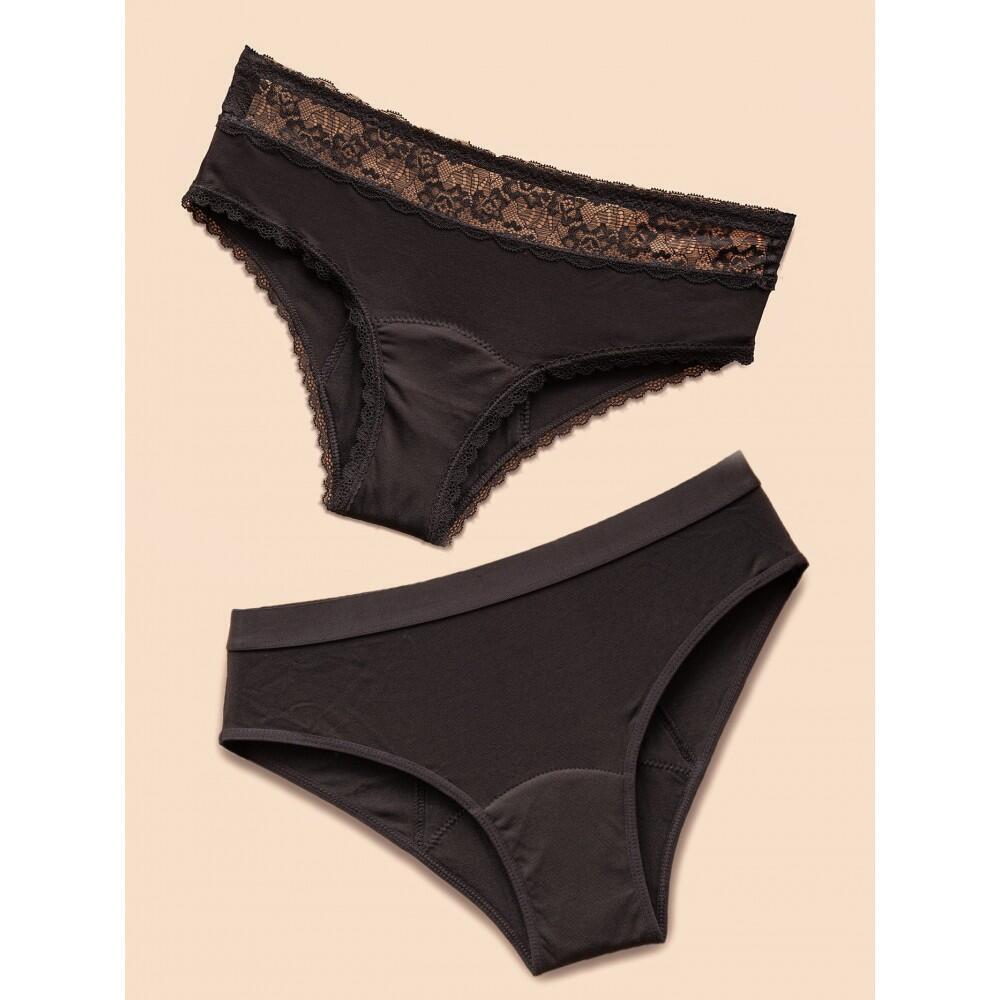 Anaissa - Lot De 2 Culottes Menstruelles En Coton Bambou Pour Flux Abondant - Culotte - Noir - S - Decathlon