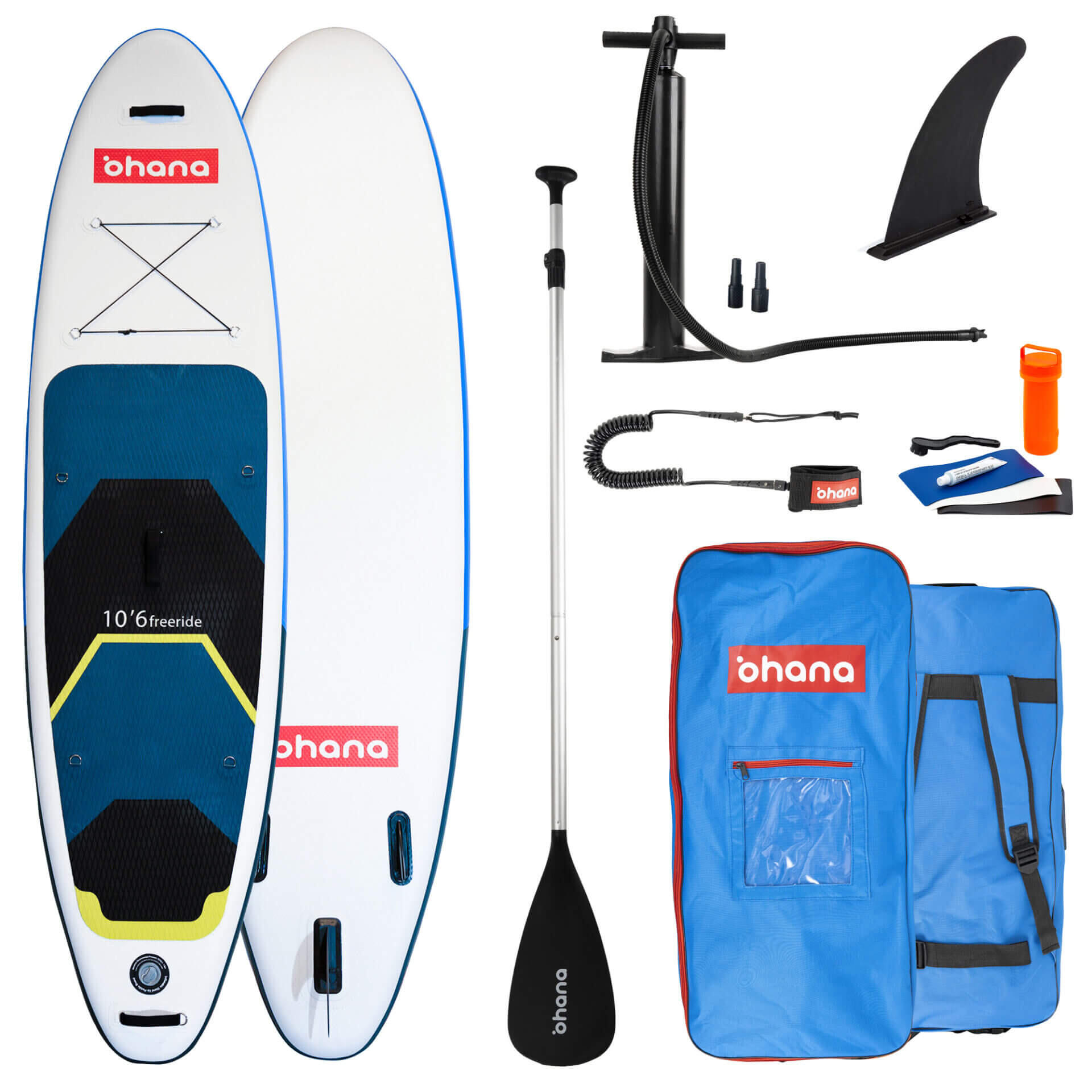 Deska SUP Ohana iSup Freeride RN 9'10 -  200L Blue/Yellow 4/7