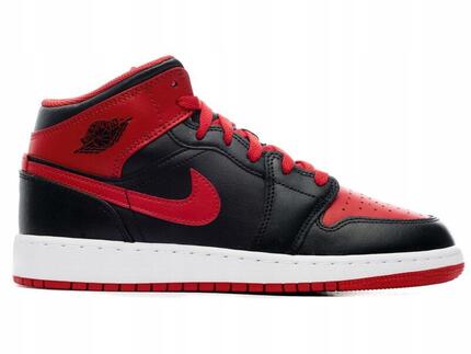 BUTY NIKE AIR JORDAN 1 MID skóra DQ8423-060 wysokie czarno czerwone 38,5