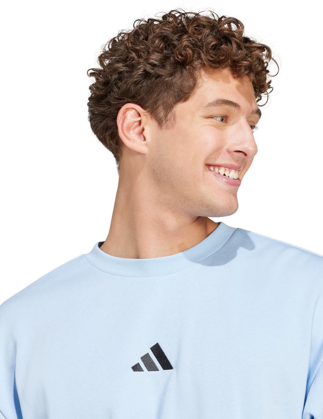 Pulls molletonnés pour hommes Adidas Feelcozy swt globlu Bleu 4/5
