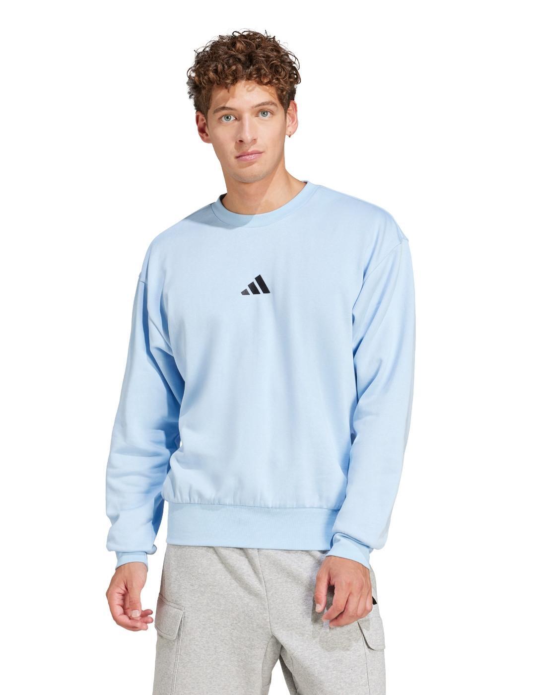 Pulls molletonnés pour hommes Adidas Feelcozy swt globlu Bleu 2/5