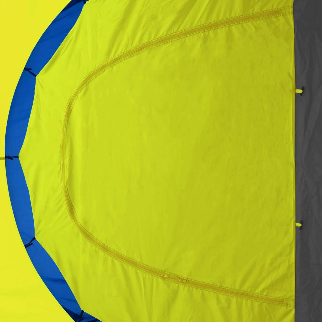 Gran carpa Vidaxl de 9 personas en azul y amarillo 5/7