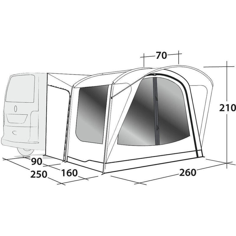 Toldo de autocaravana Waystone 160 preto e cinzento
