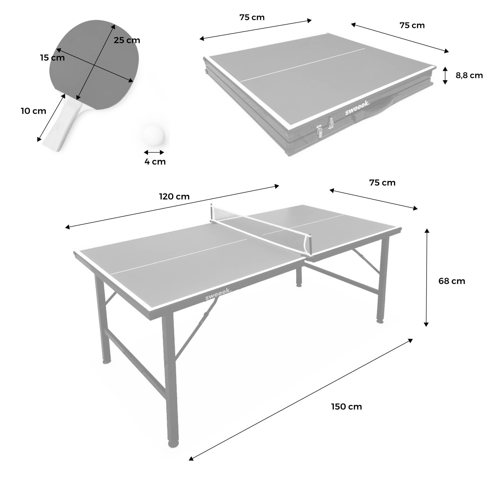 Mini mesa de ping pong dobrável com 4 raquetes e 6 bolas, Azul 4/5